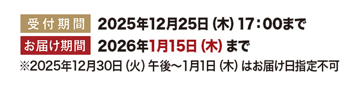 ローストチキン(レッグ・4本) 受付期間とお届け期間について